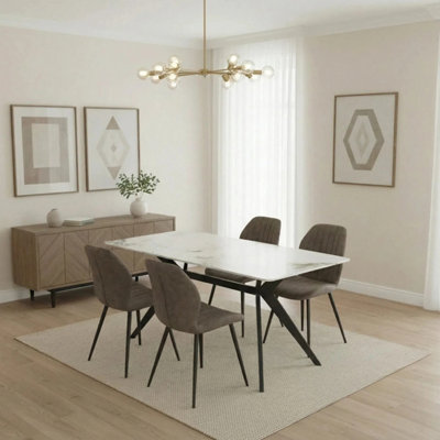 Outdoor Living (NW) Ltd San Diego Marble Top Dining Table With Jaydn Leather ChairsGrey from B&Q