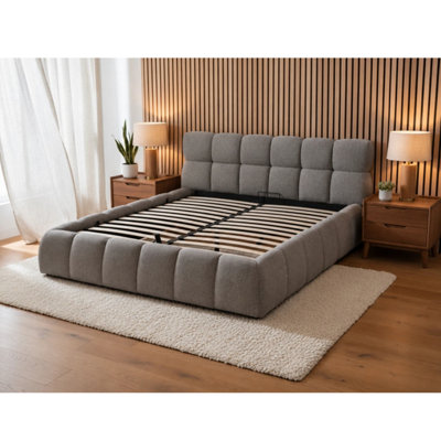 Madefor.living The Maya Upholstered Soft Plush Ottoman Bed Frame - Beige - King - Grey / Double - Image 5