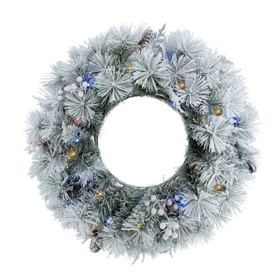 Indoor Living White Aurora Winter Glow Christmas Wreath - Image 7