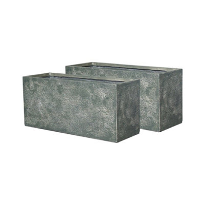 Primrose Fibreglass Trough Outdoor Patio Planter Charcoal Moss Effect 75Cm from B&Q