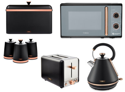 Tower Cavaletto 7-Piece Kitchen SetKettleToaster20L MicrowaveBread Bin & Canisters from B&Q