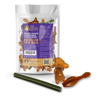 The Regal MuttVegetable Dog ChewsMixed Shape Variety PackMedium1Kg Bag from B&Q