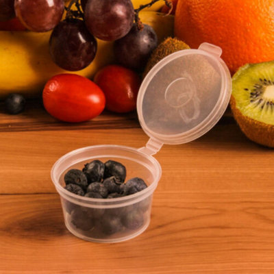 Hot Bargains Clear Hinged Sauce Pots 100 Pack 1Oz 30Ml Portion Containers from B&Q
