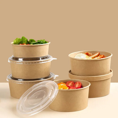 Hot Bargains Kraft Salad Bowls 50 Pack 26Oz 750Ml With Reusable Lids from B&Q