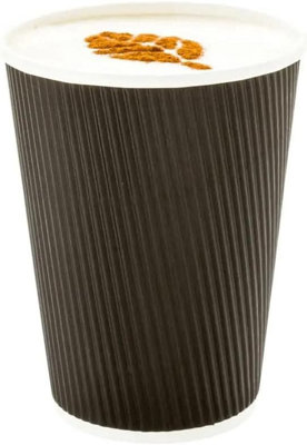 Hot Bargains 100 Pack 12Oz (360Ml) Triple Wall Ripple Paper Coffee CupsBlack Disposable Takeaway Cups For Hot Drinks from B&Q