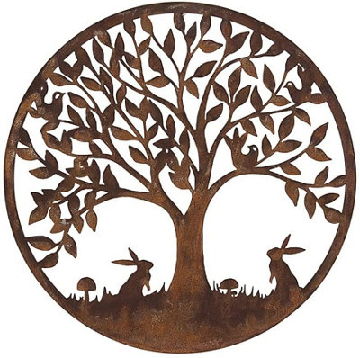 Inspirational Gifting Woodland Rabbit Garden Screen Wall Art Plaque 60Cm Diameter from B&Q