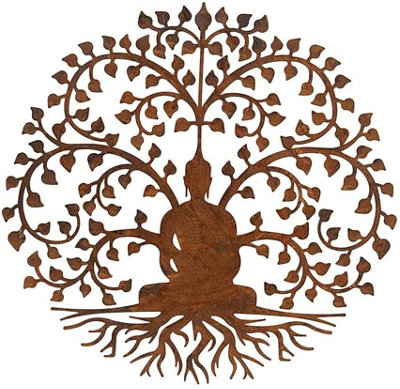 Inspirational Gifting Bodhi Buddha Garden Screen Wall Art Plaque 60Cm Diameter from B&Q