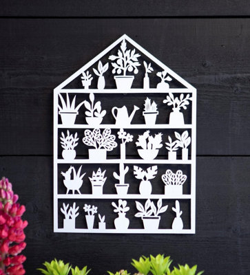 Annibells White Metal Greenhouse Garden Wall Plaque House Flower Garden (10870) from B&Q