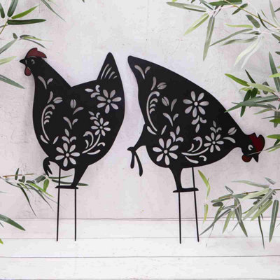Annibells Set 2 Black Chickens Garden Stakes (13060) from B&Q