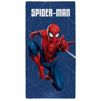 Marvel Spider-Man Web Beach Towel Blue Superhero Official Merchandise 70X140Cm