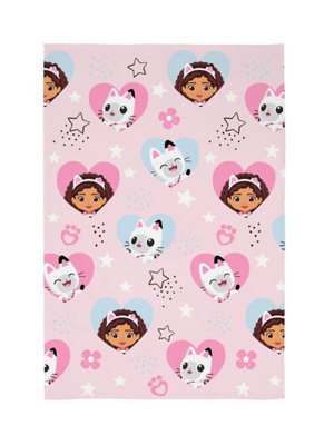 Gabbys Dollhouse Dollhouse Hearts And Stars Fleece Blanket - Pink - Image 9