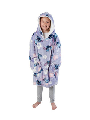 Disney Lilo & Stitch Floral Wearable Hooded Fleece BlanketKids Size from B&Q