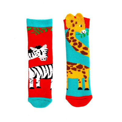 Squelch Childs Thick Wellie Socks 6-8Yrs Giraffe & Zebra from B&Q