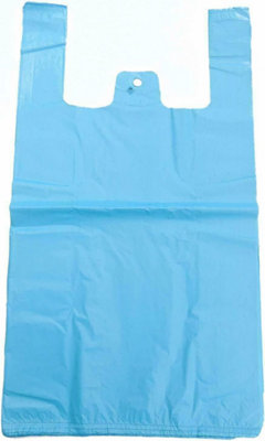 KSP PARTNERS LTD Strong Blue Plastic Vest Carrier Bags28X43X53 Cm18 MicronPack Of 140 (Blue) from B&Q