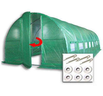 Crocodile Trading 8M X 3M + Ground Anchor Kit (27' X 10' Approx) Pro+ Green Poly Tunnel from B&Q