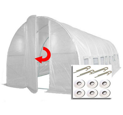 Crocodile Trading 8M X 3M + Ground Anchor Kit (27' X 10' Approx) Pro+ White Poly Tunnel from B&Q