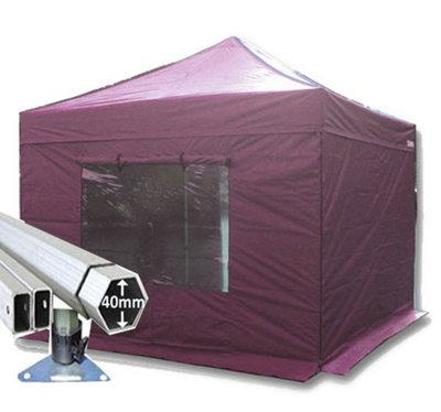 Crocodile Trading 3M X 3M Extreme 40 Commercial Instant Shelter Pop Up Gazebos FrameCanopy & SidesBurgundy from B&Q
