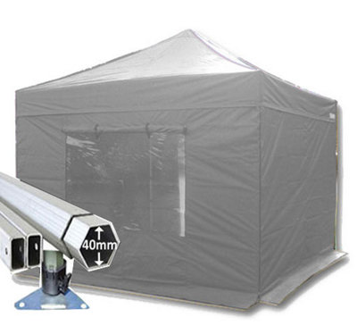 Crocodile Trading 3M X 3M Extreme 40 Commercial Instant Shelter Pop Up Gazebos FrameCanopy & SidesSilver from B&Q