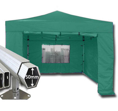 Crocodile Trading 3M X 3M Extreme 50 Commercial Instant Shelter Pop Up Gazebos FrameCanopy & SidesGreen from B&Q