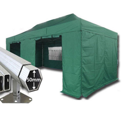 Crocodile Trading 3M X 6M Extreme 50 Commercial Instant Shelter Pop Up Gazebos FrameCanopy & SidesGreen from B&Q