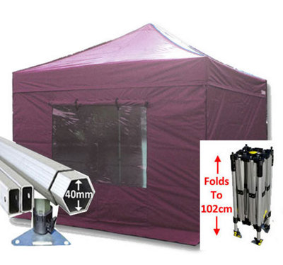 Crocodile Trading 3M X 3M Compact 40 Commercial Instant Shelter Pop Up Gazebos FrameCanopy & SidesBurgundy from B&Q