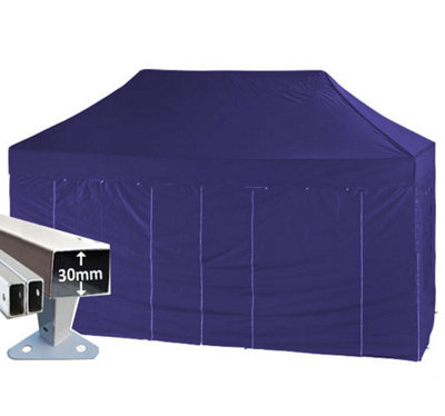 Crocodile Trading 5M X 2.5M Trader-Max 30 Commercial Instant Shelter Pop Up Gazebos FrameCanopy & SidesNavy Blue from B&Q