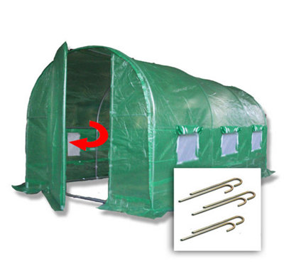 Crocodile Trading 4M X 2M + Anchorage Stake Kit (13' X 7' Approx) Pro+ Green Poly Tunnel from B&Q