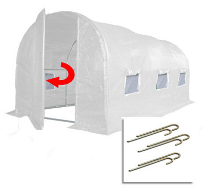 Crocodile Trading 4M X 2M + Anchorage Stake Kit (13' X 7' Approx) Pro+ White Poly Tunnel from B&Q