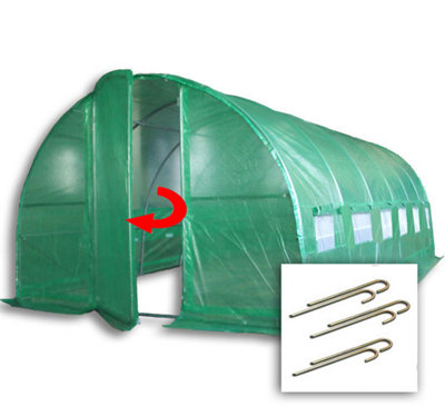 Crocodile Trading 6M X 3M + Anchorage Stake Kit (20' X 10' Approx) Pro+ Green Poly Tunnel from B&Q
