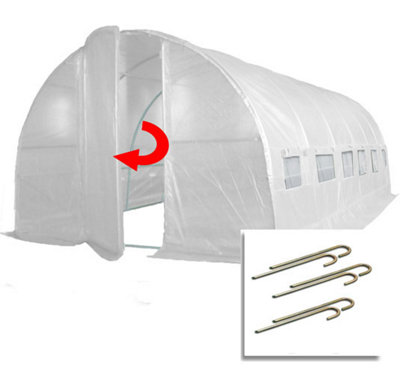 Crocodile Trading 6M X 3M + Anchorage Stake Kit (20' X 10' Approx) Pro+ White Poly Tunnel from B&Q