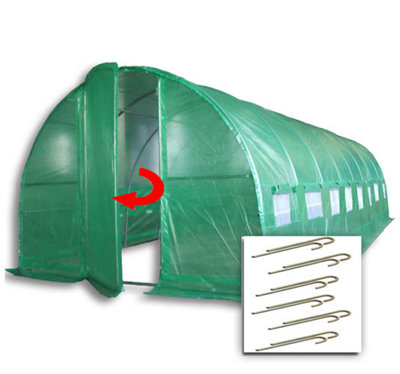 Crocodile Trading 8M X 3M + Anchorage Stake Kit (27' X 10' Approx) Pro+ Green Poly Tunnel from B&Q