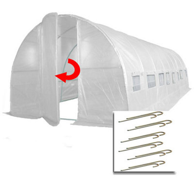 Crocodile Trading 8M X 3M + Anchorage Stake Kit (27' X 10' Approx) Pro+ White Poly Tunnel from B&Q
