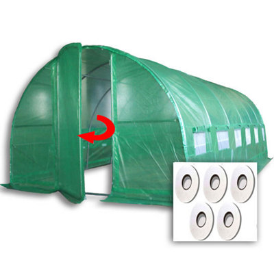 Crocodile Trading 6M X 3M + Hotspot Tape Kit (20' X 10' Approx) Pro+ Green Polytunnel Greenhouse from B&Q