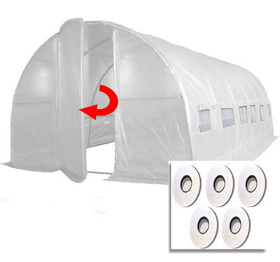 Crocodile Trading 6M X 3M + Hotspot Tape Kit (20' X 10' Approx) Pro+ White Polytunnel Greenhouse from B&Q