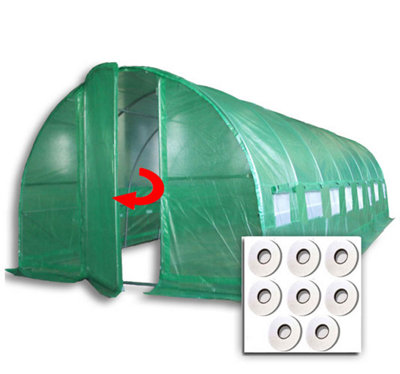 Crocodile Trading 8M X 3M + Hotspot Tape Kit (27' X 10' Approx) Pro+ Green Poly Tunnel from B&Q
