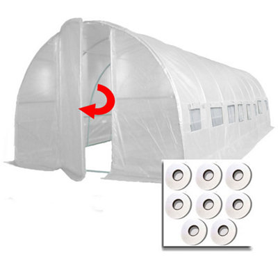 Crocodile Trading 8M X 3M + Hotspot Tape Kit (27' X 10' Approx) Pro+ White Poly Tunnel from B&Q