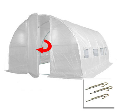 Crocodile Trading 4M X 3M + Anchorage Stake Kit (13' X 10' Approx) Pro+ White Poly Tunnel from B&Q