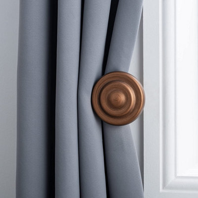 A.unique Home Ribbed Wooden Curtain Pole With Rings And Fittings - 35Mm - 11Cm - Walnut