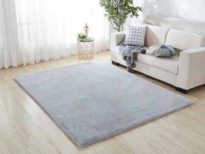 A.unique Home Luxurious Faux Fur Rabbit RugSilver160Cm X 200Cm from B&Q