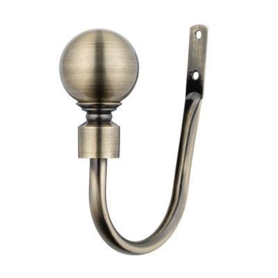 A.unique Home Pair Of Plain Round Ball Metal Holdbacks With FittingsAntique Brass from B&Q