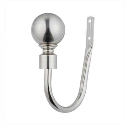 A.unique Home Pair Of Plain Round Ball Metal Holdbacks With FittingsBrushed Steel from B&Q