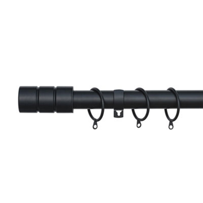 A.unique Home Plain Barrel Metal Extendable Curtain Pole With Rings And Fittings (25/28mm)Matte Black70Cm120Cm  Approx from B&Q