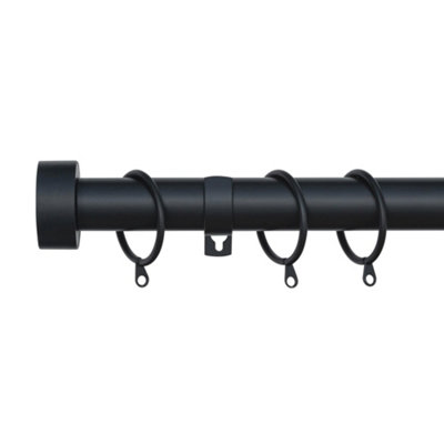 A.unique Home Stud End Metal Extendable Curtain Pole With Rings And Fittings (25/28mm)Matte Black180Cm340Cm Approx from B&Q