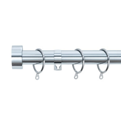 A.unique Home Stud End Metal Extendable Curtain Pole With Rings And Fittings (25/28mm)Nickel120Cm220Cm Approx from B&Q