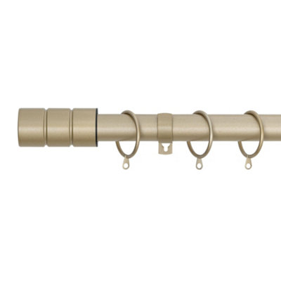 A.unique Home Plain Barrel Metal Extendable Curtain Pole With Rings And Fittings (25/28mm)Matte Gold180Cm340Cm Approx from B&Q