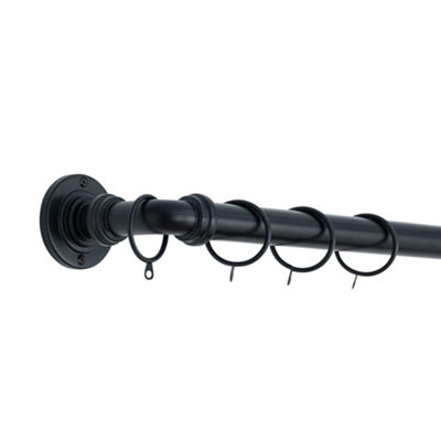 A.unique Home Room Darkening Metal Extendable Curtain Pole With Rings And FittingsBlack180Cm340Cm Approx from B&Q
