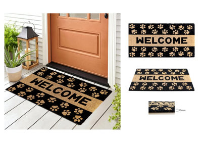 A.unique Home 15Mm Coir Doormat Non-Slip Pvc Back - Paw Welcome 40X80cm - Image 3