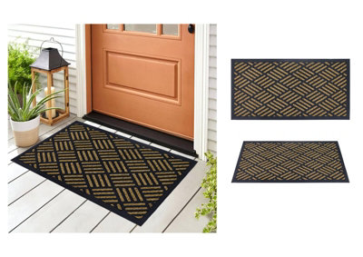 Rackhams 8Mm Coir Doormat Non-Slip Pvc Back - Grids 40X80cm - Image 3