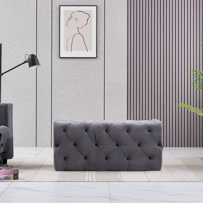Life Interiors Melia Velvet Ottoman Bench SingleGrey from B&Q