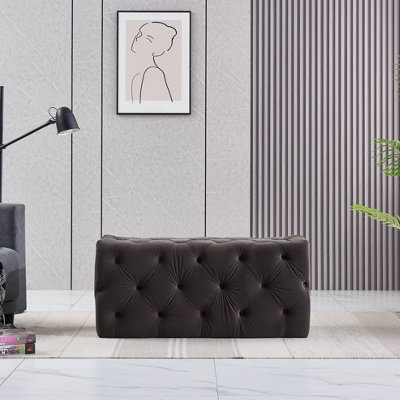 Life Interiors Melia Velvet Ottoman Bench SingleCharcoal from B&Q